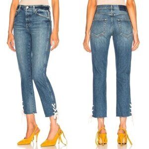 AMO Babe Lace Up Straight Leg Jeans‎ in Love Note Size 25